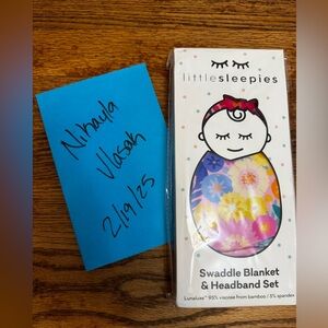 Little Sleepies swaddle headband Mother’s Day rainbow blooms